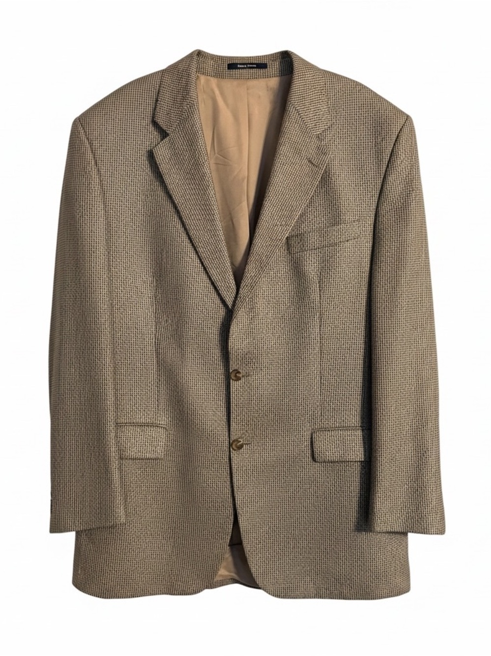 Vintage Ralph Lauren Tan and Brown Micro-Houndstooth Sport Coat